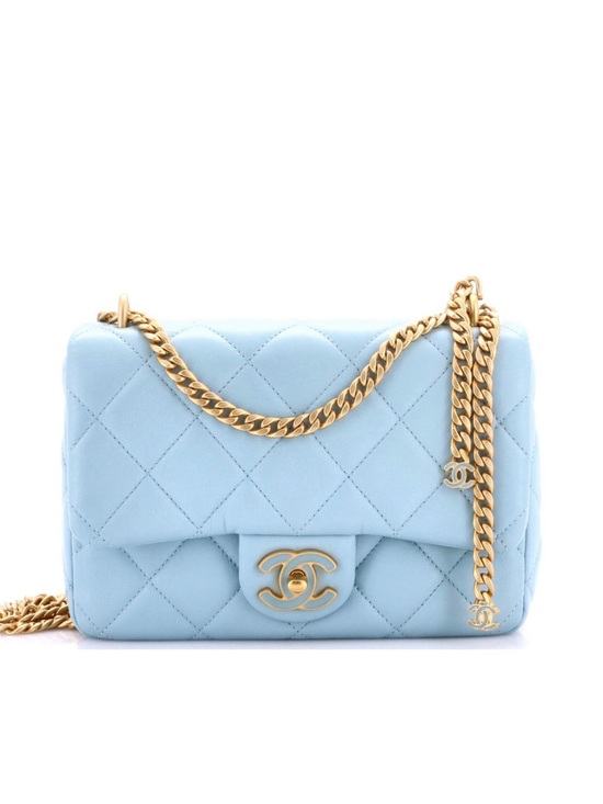CHANEL Handbags - CHANEL Pending CC Square Flap Bag Quilted Lambskin, Blue